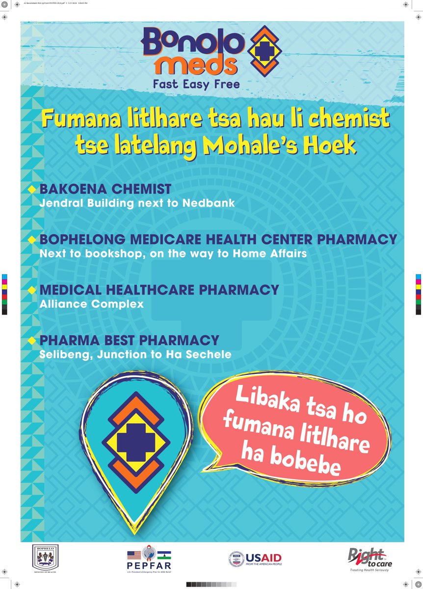 BonoloMeds's tweet photo. BonoloMeds ke leano la Lekala la Bophelo le reretsoeng ho fana ka litlhare tsa bophelo bohle ka tsela e bobebe, e potlakileng, ebile ele  MAHALA.
Sepheo sa BonoloMeds, ke ho atametsa litlhare sechabeng.
#BonoloMeds #WorldAIDSDay #FastEasyFree https://t.co/SLA8bWLBNu