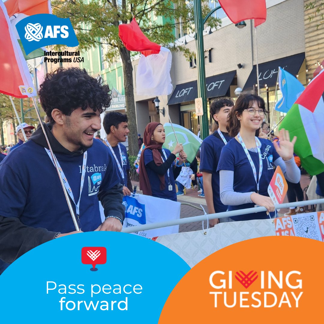 #GivingTuesday is the perfect opportunity to support the transformative impact our programs have on communities worldwide. Your gift helps build a more just and peaceful world - learn more about our work and how you can help make a difference at afsusa.org/donate.

#AFSUSA
