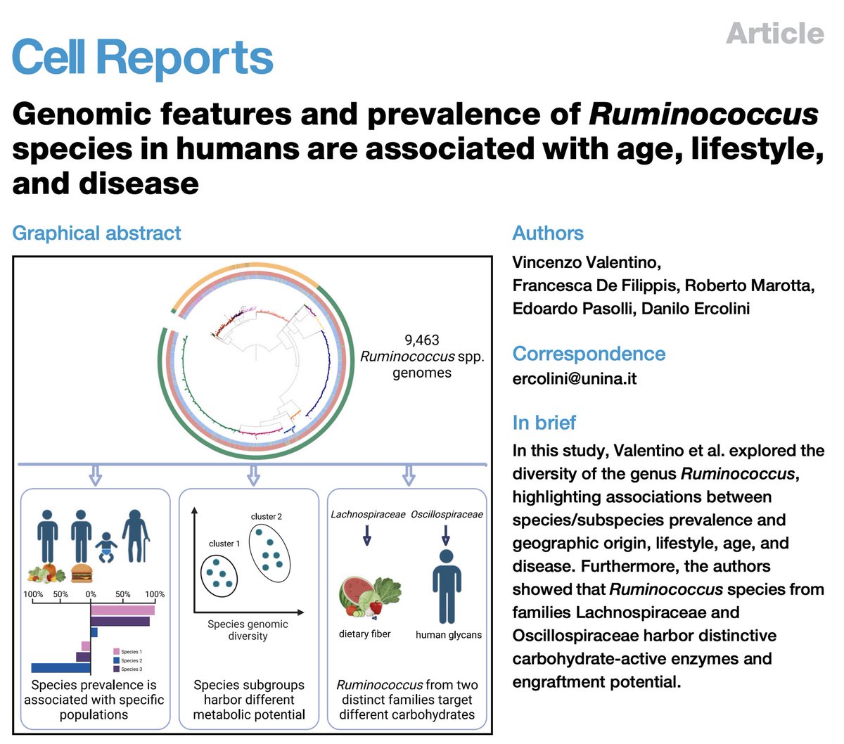 Danilo Ercolini (@daniloercolini) on Twitter photo Exploring the diversity of Ruminococcus - important gut microbe and finding those from Lachno and those from Oscillospiraceae having different complex carb degradation potential. New in <a href="/CellReports/">Cell Reports</a> by our team <a href="/enzovalentino94/">Vincenzo Valentino</a> <a href="/Francy0870/">Francesca De Filippis</a> <a href="/epasolli/">Edoardo Pasolli</a> Exploring the diversity of Ruminococcus - important gut microbe and finding those from Lachno and those from Oscillospiraceae having different complex carb degradation potential. New in <a href="/CellReports/">Cell Reports</a> by our team <a href="/enzovalentino94/">Vincenzo Valentino</a> <a href="/Francy0870/">Francesca De Filippis</a> <a href="/epasolli/">Edoardo Pasolli</a>