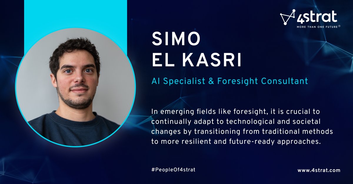 4strat's tweet photo. 🌟 #PeopleOf4strat Series 🌟
Meet Simo El Kasri! With expertise in #AI &amp; #StrategicForesight, Simo is enhancing our #FSC platform. Discover his journey and vision for the future of AI in foresight. Welcome to the team! 🤖✨
#Innovation #Foresight #4strat https://t.co/4bxOmQxsrx