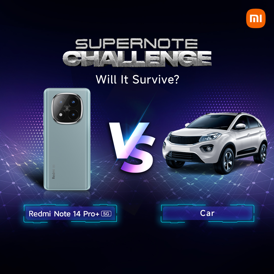 XiaomiIndia's tweet image. Here&apos;s the next #SuperNoteChallenge, #XiaomiFans!

#RedmiNote14 Pro+ 5G Vs Car? Will it survive the pressure? 

Give your vote below and let us know who should accept this challenge!