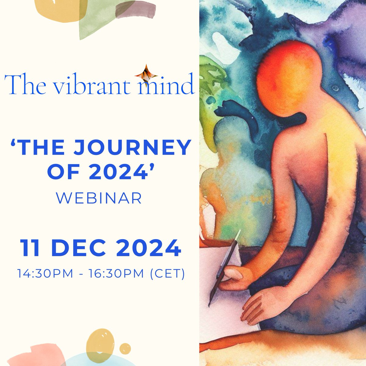 🌟 Join the final Vibrant Mind 2024 webinar!
Reflect on a year of impactful collaboration, #creativity, and #mentalhealth advocacy with partners, winners, and more.

📅 11 Dec 2024 
🕒 14:30-16:30 CET 
📍 Online
🔗 Register: shorturl.at/QNadV

#TheVibrantMind