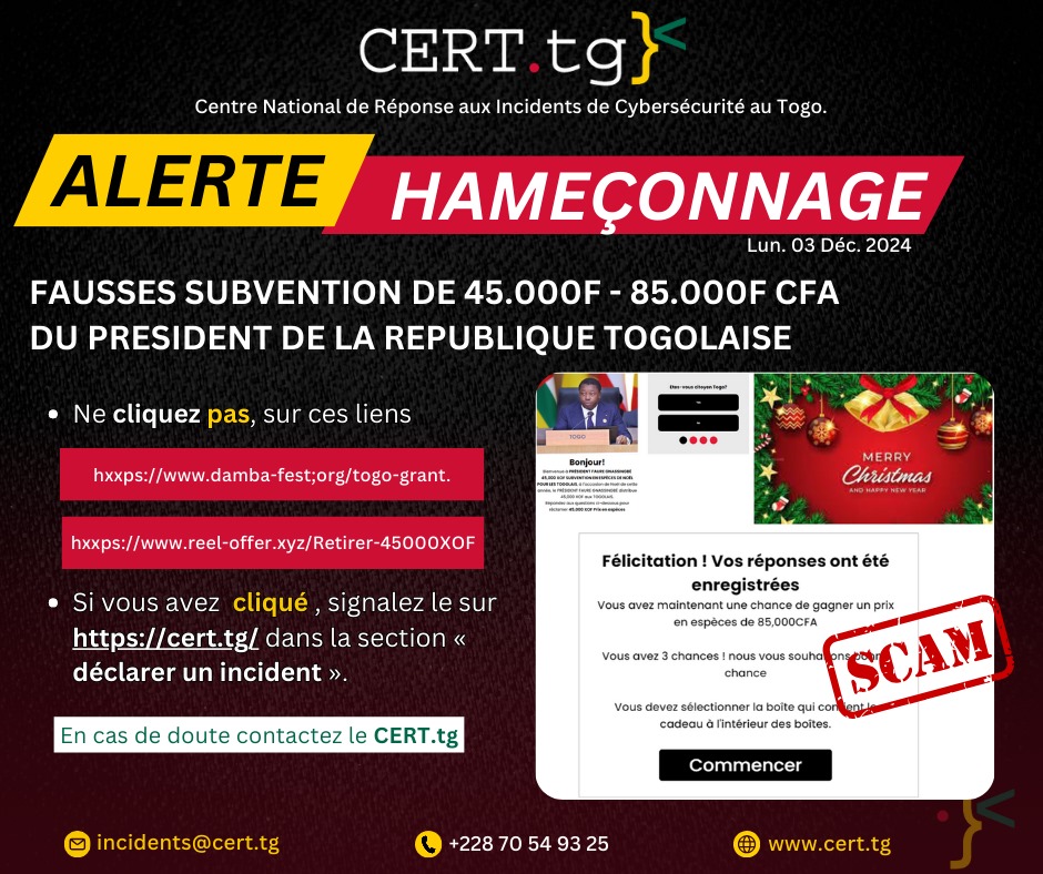 cert_tg's tweet photo. #Security_Alert
#PR_Faure
#Hameçonnage 
#Fausse_Subvention_Noël https://t.co/aSdw9DSgjn