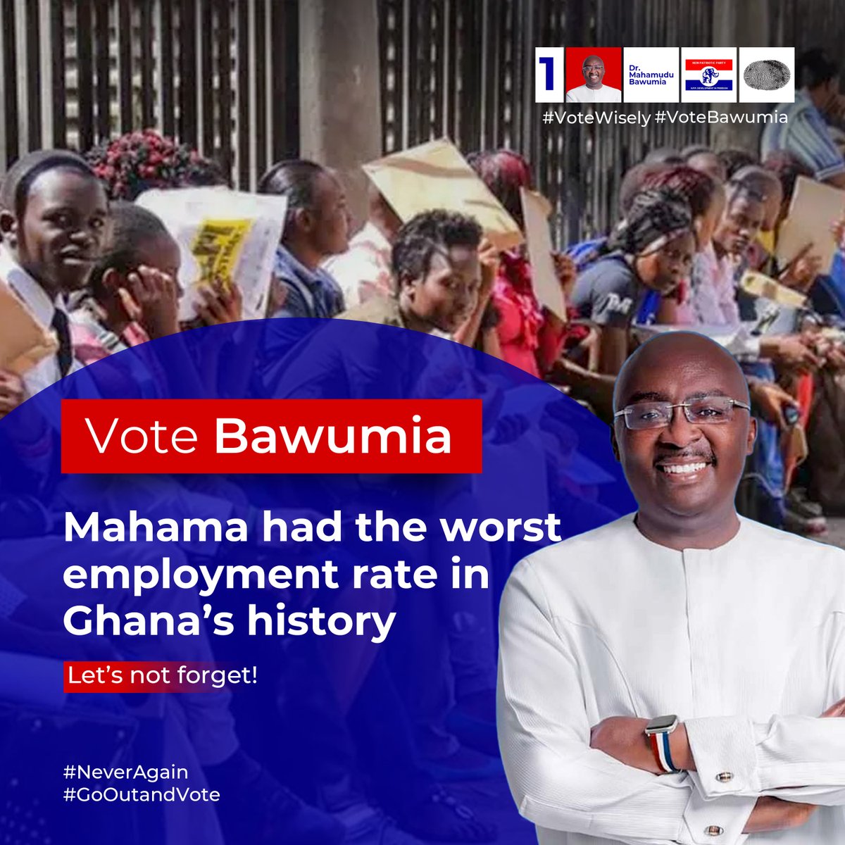 yvettekoomson22's tweet photo. Mahama had the worst employment rate in Ghana's history. A president who could say he wasn't a magician to create jobs and now he's back promising jobs. Mahama can never be trusted
#Election2024 
#VoteWiselyVoteBawumia #BawumiaMeansJobs 
#Bawumia2024 #BawumiaIsNumber1 
#Techiman https://t.co/HmSuAe7nXC