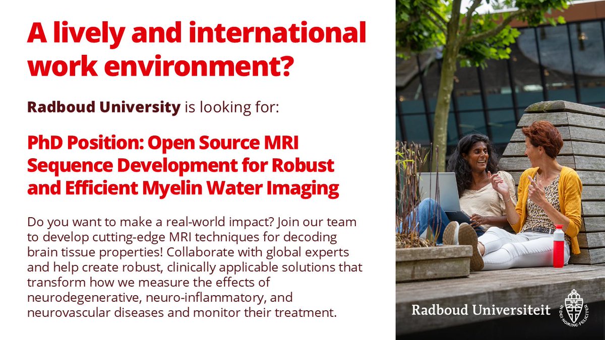 Do you have master students looking for their next stop? Are you looking for a PhD position? 
We have a really nice one for you: 
ru.varbi.com/ny/what:job/jo… 
looking at Quantitative Imaging that (white) Matters! with great collaborators and real applications!