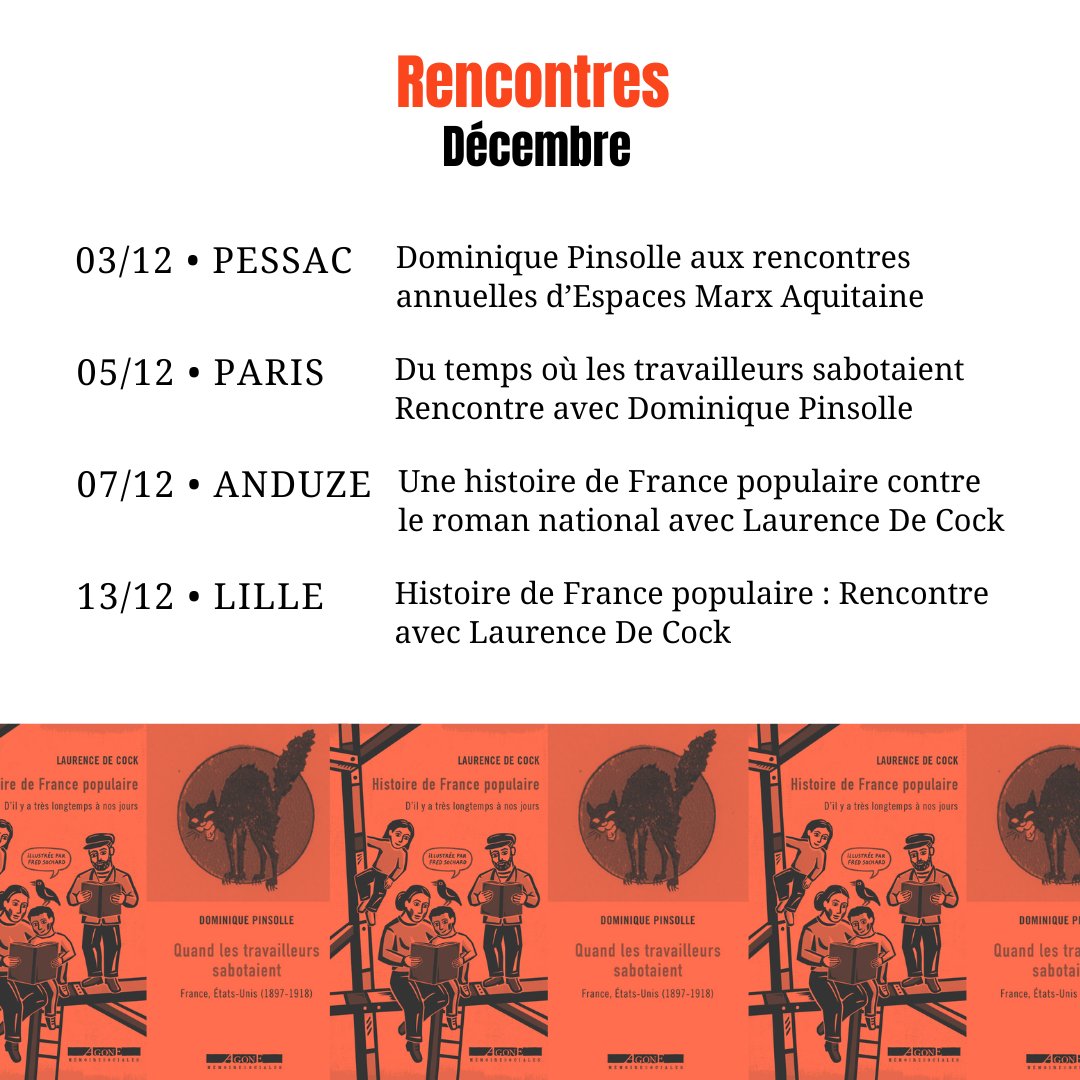 📚👀 RENCONTRES
Le programme de décembre ! 
Toutes les infos à retrouver ici ➡️ agone.org/rencontres/