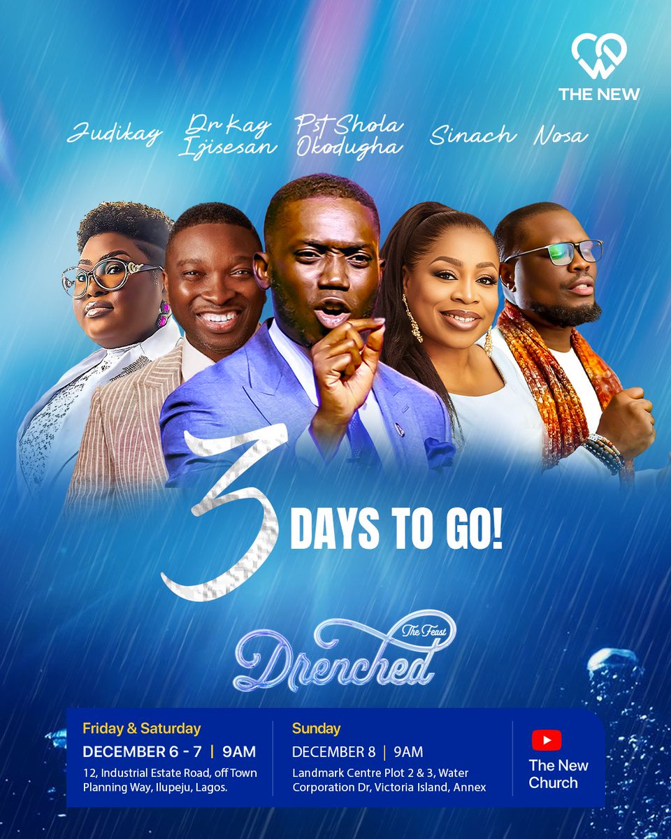 TheNew_Island's tweet image. We are officially 3 days away from The Feast!

3 more sleeps and it is #TheFeast 2024💃🕺

Get ready to get Drenched, don't come alone, bring your friends and family members.

Get your writing materials, back your bags, and get ready to come on a life transformation journey.