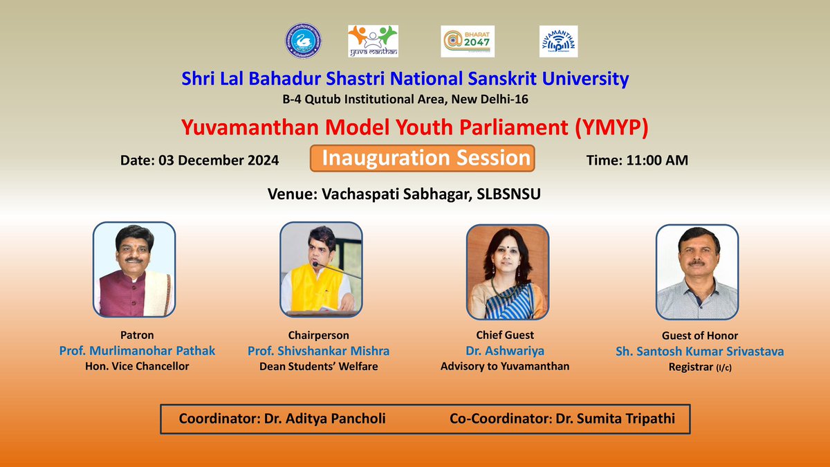 aishwarya_gem's tweet photo. @Yuvamanthan_org #Youth Parliament Organised in Shri Lal Bahadur Shastri National Sanskrit University (Central University) New Delhi with theme of Environment.
#Yuvamanthan #YP #Youth #ViksitBharat #ViksitBharat2047
@narendramodi @narendramodi_in https://t.co/F9lEli0Ptg