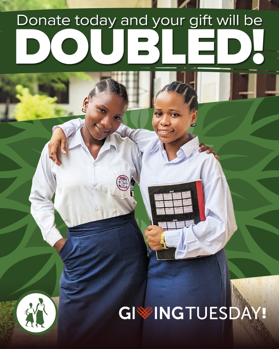 Camfed's tweet photo. This #GivingTuesday, your donation to CAMFED will be DOUBLED! 💃🏿

The first $1 million in donations received this giving season will be matched by a generous CAMFED donor. 😍

Will you help even more girls thrive in school? 📚
https://t.co/2ZJf3Vrxaj 

#WeWillThrive https://t.co/F58Ar20PYH