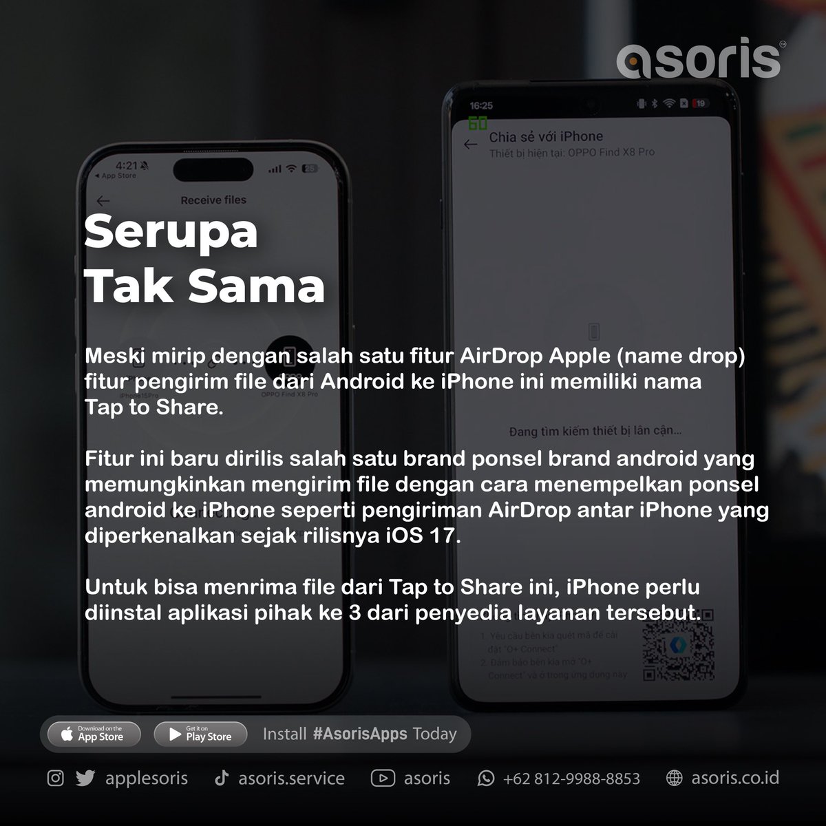 asoris_service's tweet photo. iPhone dan Android bisa sharing data dengan AirDrop ? https://t.co/NWYa9e05W4