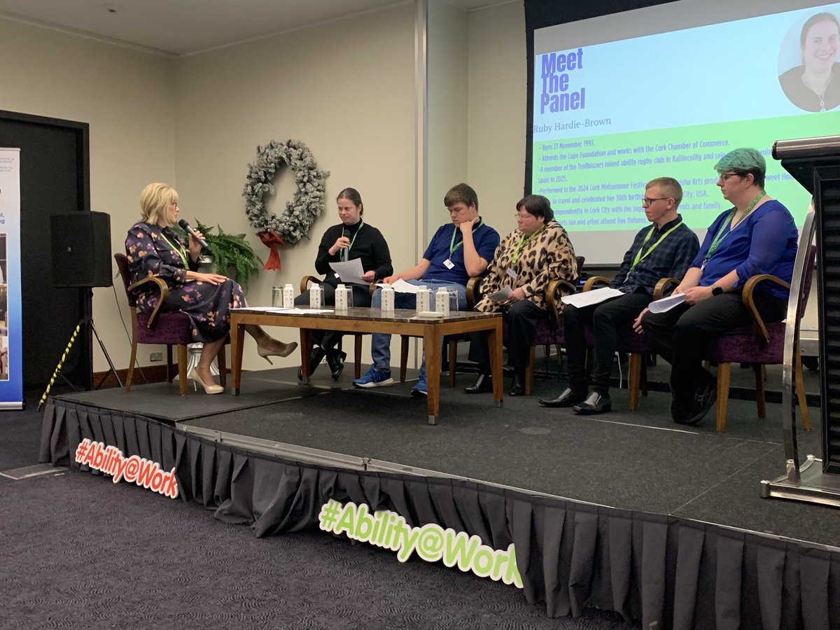 The most important panel of participants is up, talking about their lived experience of how finding a job has changed their lives. 
#Abilitytohire <a href="/CopeFoundation/">COPE Foundation</a>