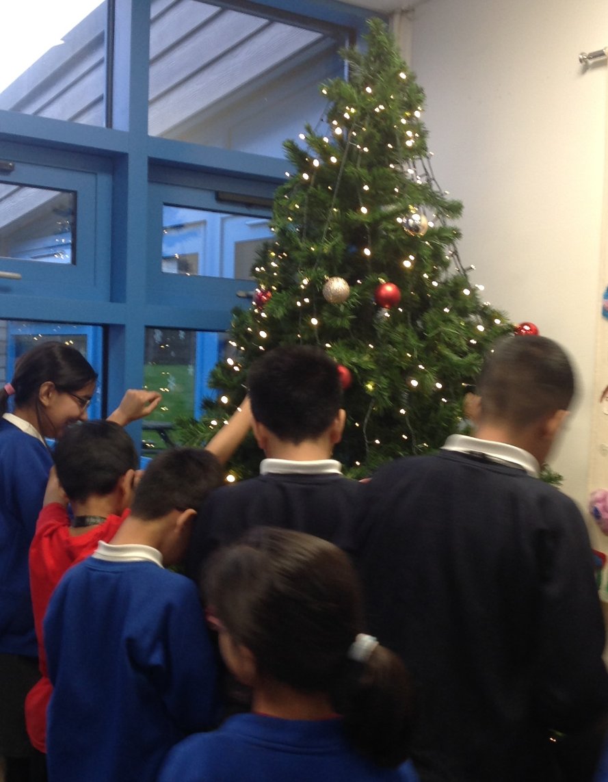 ReedleyPrimary's tweet photo. We were very excited to get our Christmas tree up and decorated.  Thank you to Mrs Ellis and the School Council.  It looks fabulous! 🎄🎅 https://t.co/Koq7ZdM8C4