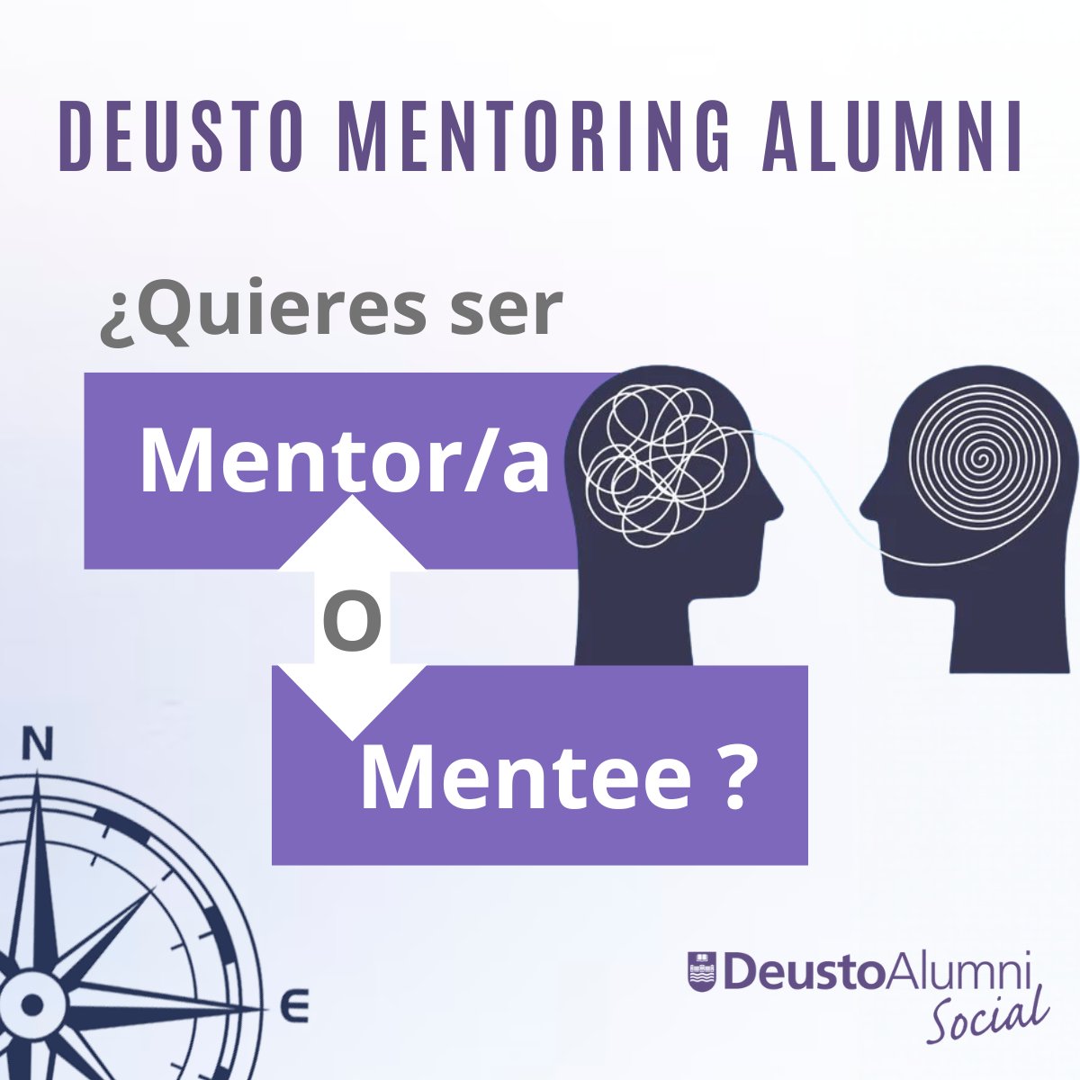 ¿Te gustaría potenciar tu carrera profesional o compartir tu experiencia con otros? Buscamos #mentores y #mentees para la 6ª edición del Programa #DeustoMentoringAlumni.
¡Participa!
Quiero ser MENTEE👉 t.ly/qCgKa
 
Quiero ser MENTOR/A 👉 t.ly/1tph8