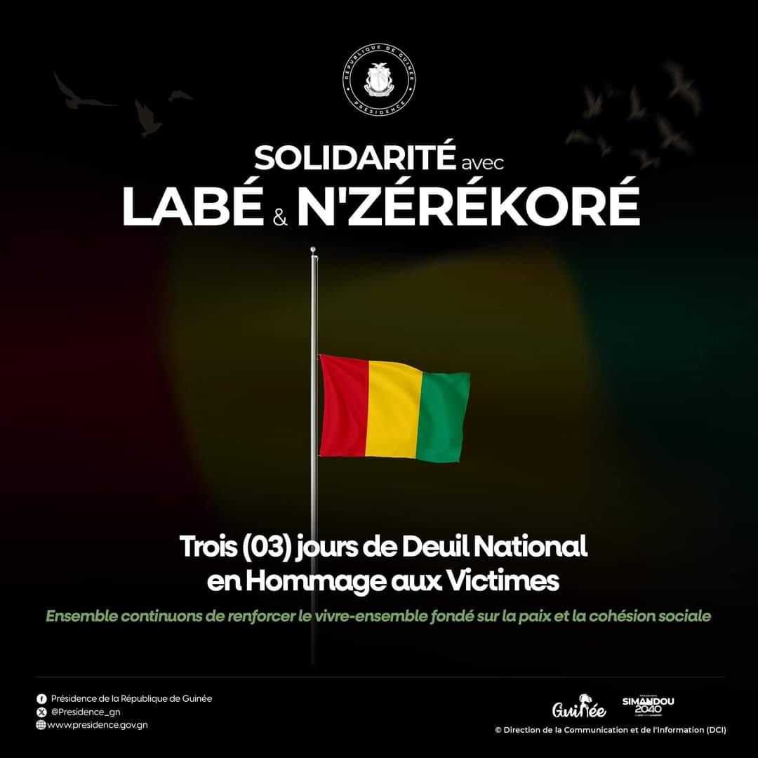 Mes sincères condoléances aux familles et à la République de Guinée 🇬🇳🙏❤️