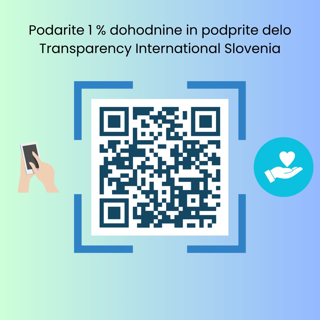 🎁 V času obdarovanja ste lahko dobrodelni brez posebnih naporov 😊 Tudi naše delo lahko podprete z donacijo 1 % dohodnine, vsak prispevek izredno cenimo 🤗

Za več informacij poskenirajte spodnjo kodo ali kliknite na ➡️ transparency.si/podpri/