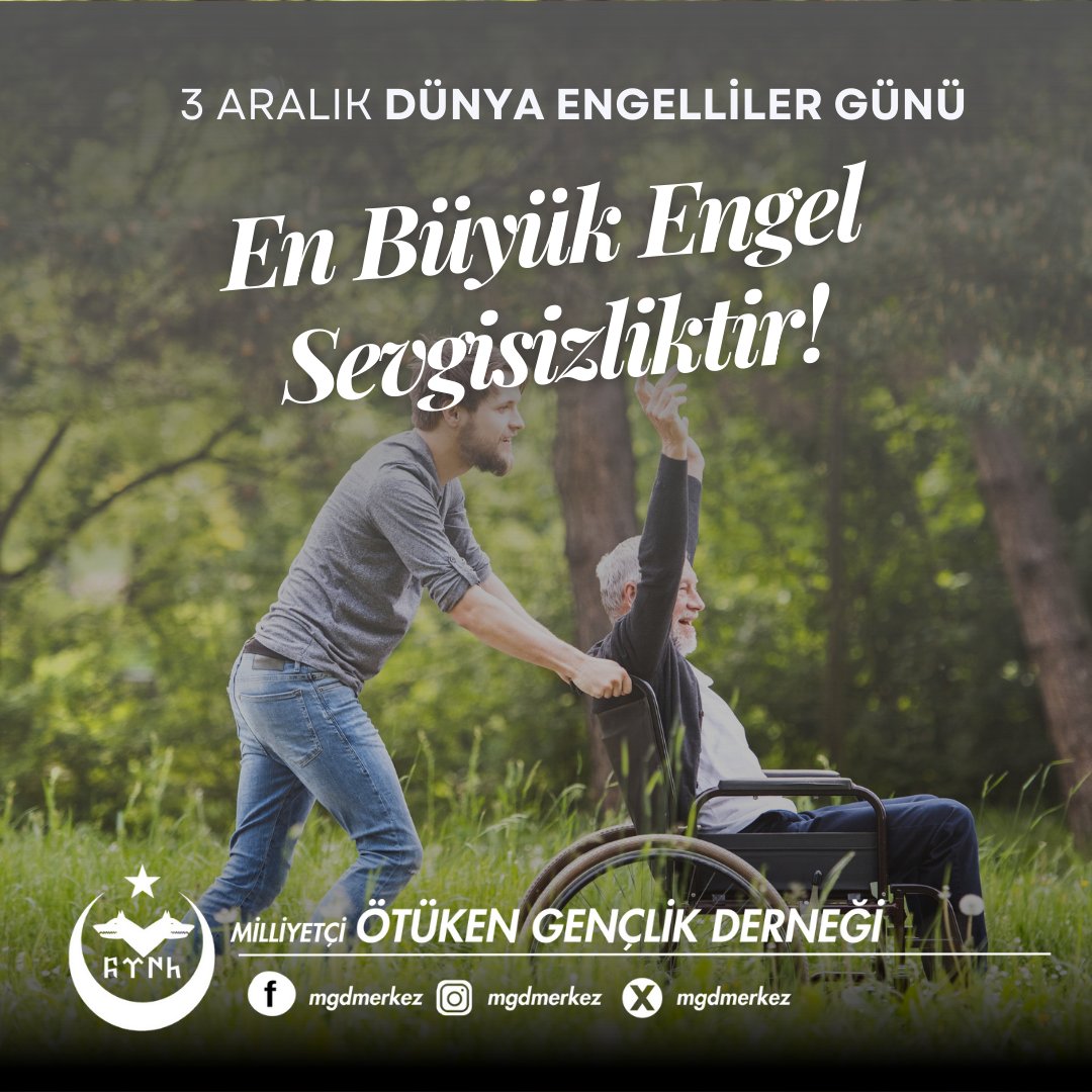 En Büyük Engel Sevgisizliktir.

3 Aralık Dünya Engelliler Günü..

#EngelsizTürkiye