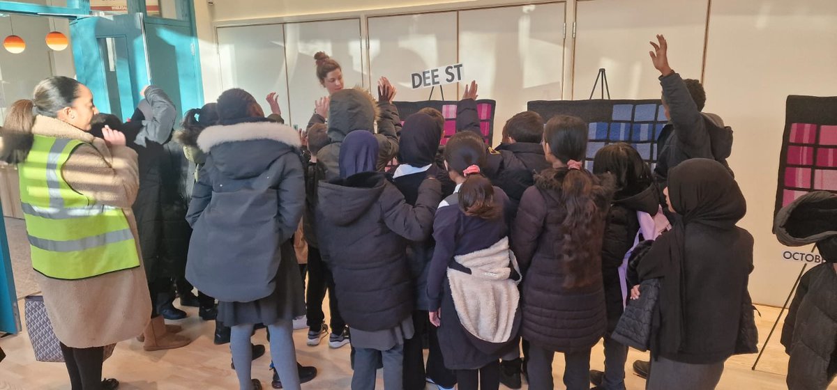 CullodenPrimary's tweet photo. Pupils recently enjoyed a visit to the Knitting the Air Exhibition at Poplar HARCA (@HarcaPoplar). https://t.co/vZPW37XuR3