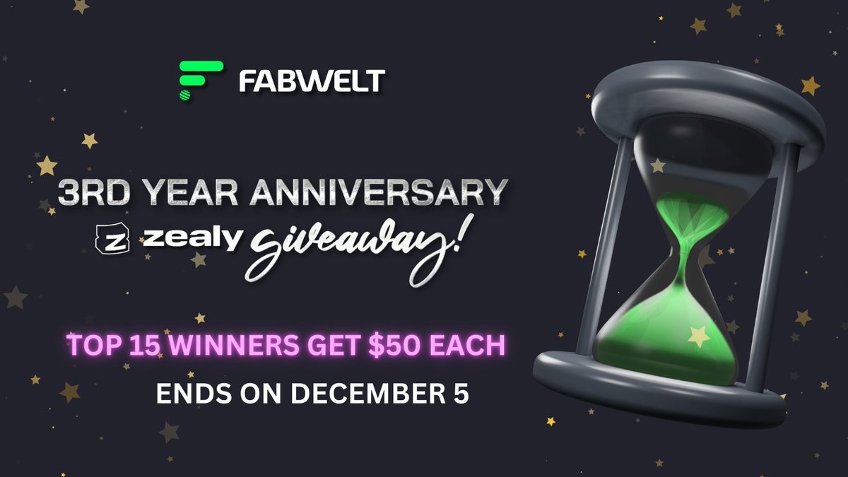 🗣📣 Don't miss out on your chance to be part of our Anniversary #Zealy #Giveaway!

⌛️ You’ve got just 2 days left to enter before it ends on December 5th.

🚩 This is your final opportunity to win the $750 prize pool, so make sure you grab it while you can. 🎉🎁

Join now and