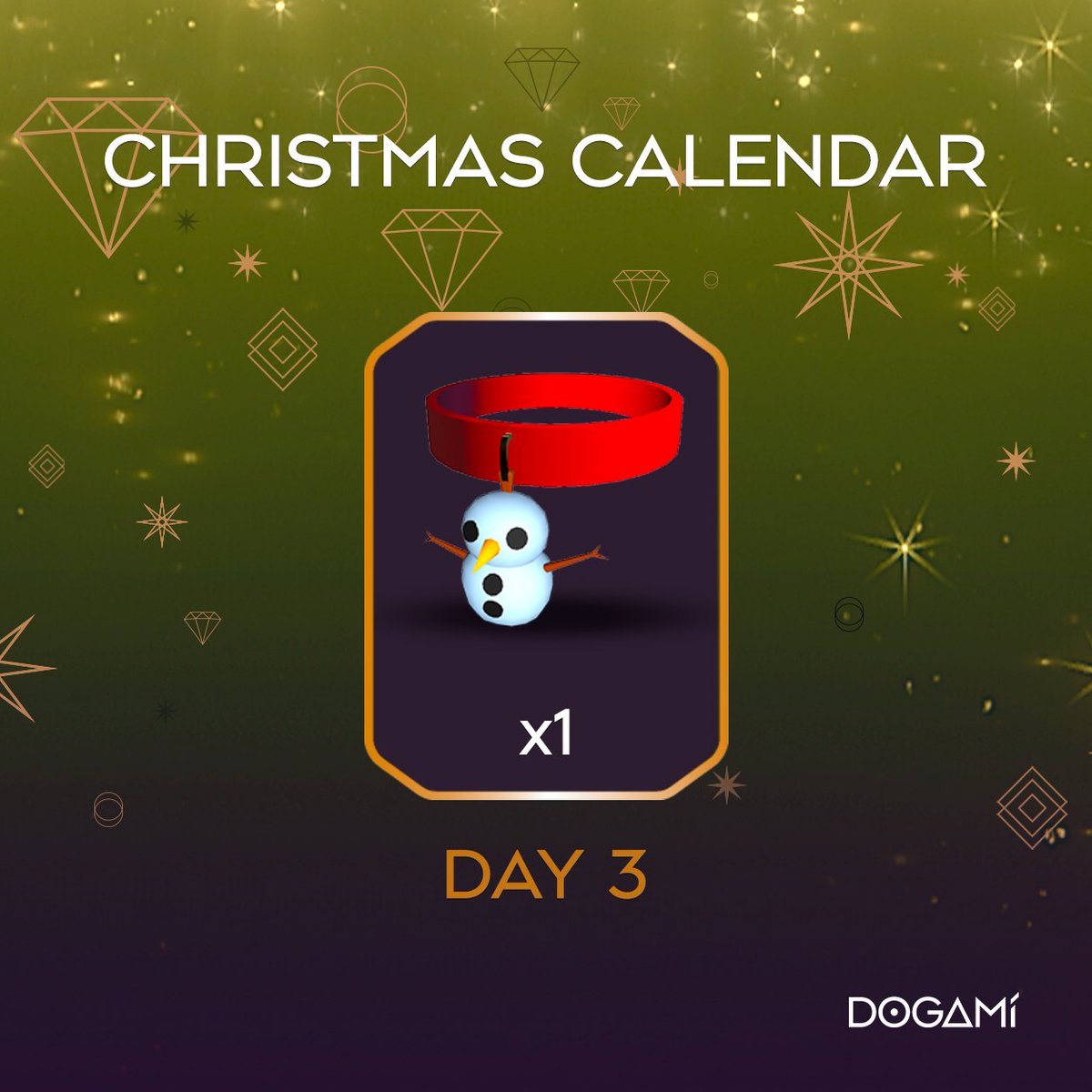 🎄✨ DOGAMÍ Christmas Calendar ✨🎄

Claim today’s festive in-game snowman collar for your NFT and f2p Dogamí! 🐾☃️