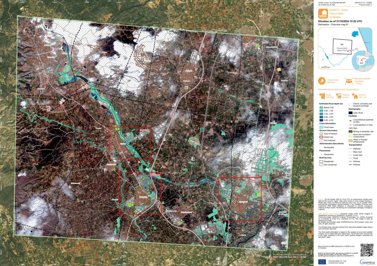interiorgob's tweet photo. El sistema de gestión de emergencias europeo @CopernicusEMS ofrece los mapas vía satélite desarrollados en las zonas afectadas por la #DANA en la #ComunitatValenciana 🌊

🗺️37 productos cartográficos
🛰️ de 31 áreas de interés

Accede aquí 👇 https://t.co/bSzXDs6UPz https://t.co/C4iDCsU7su