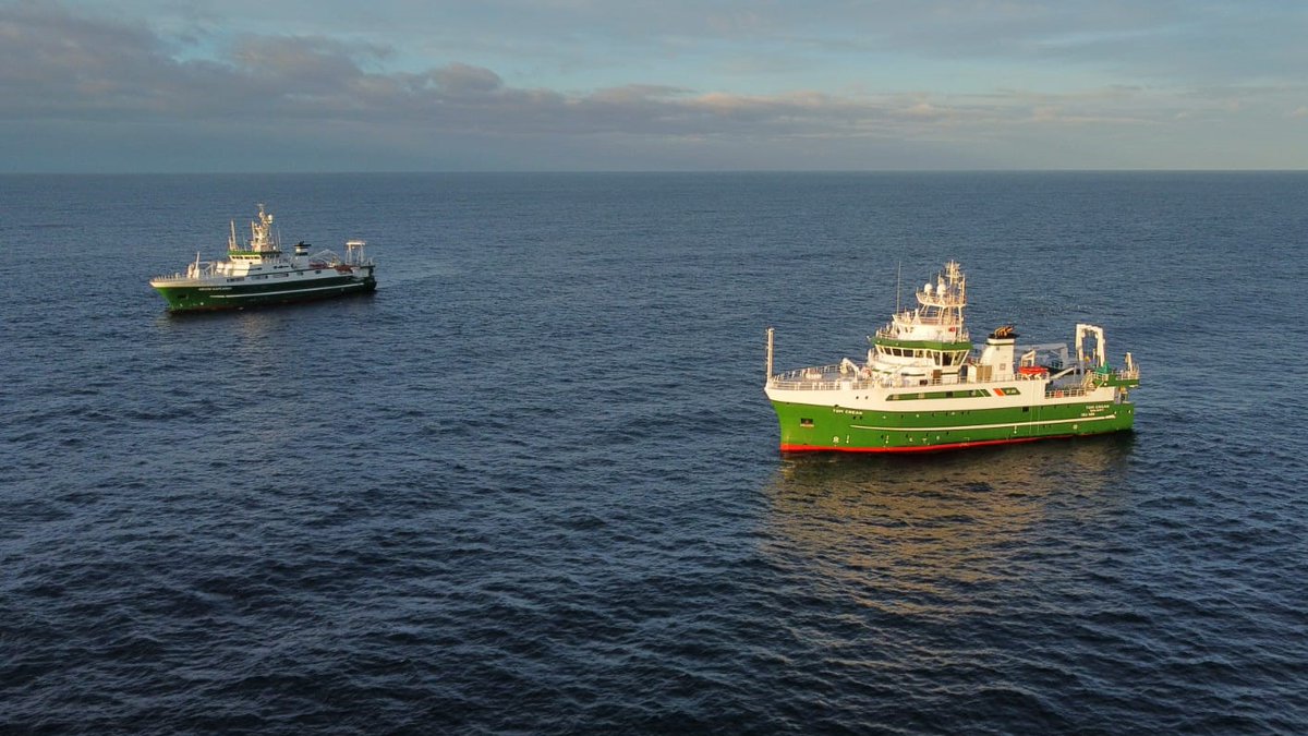 Marine Institute Research Vessels (@rvmarineinst) on Twitter photo Gorgeous morning shot of RV Tom Crean taken from RV Celtic Explorer! Currently in the Celtic Sea in UK waters as part of the QUEST project, gathering geophysical and sample data to assess the Blue Carbon potential of Irish marine sediments! <a href="/iCRAGcentre/">iCRAG Centre</a> <a href="/MarineInst/">Marine Institute</a> #BlueCarbon Gorgeous morning shot of RV Tom Crean taken from RV Celtic Explorer! Currently in the Celtic Sea in UK waters as part of the QUEST project, gathering geophysical and sample data to assess the Blue Carbon potential of Irish marine sediments! <a href="/iCRAGcentre/">iCRAG Centre</a> <a href="/MarineInst/">Marine Institute</a> #BlueCarbon