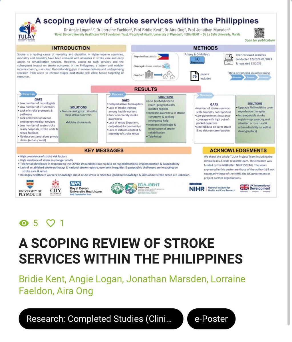 Dr Angie Logan (PhD) she/her (@logan_angie) on Twitter photo Early morning run ahead of #UKSF24
2 posters:
1) Systematic review on optimising adherence in inpatient rehabilitation trial protocols
2) Scoping review of stroke services within the Philippines <a href="/ProjectTulay/">TULAY Project</a>
#Stroke #StrokeRehab Early morning run ahead of #UKSF24
2 posters:
1) Systematic review on optimising adherence in inpatient rehabilitation trial protocols
2) Scoping review of stroke services within the Philippines <a href="/ProjectTulay/">TULAY Project</a>
#Stroke #StrokeRehab