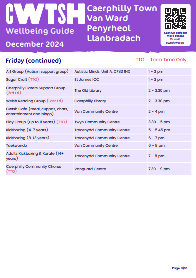 Cwtsh Wellbeing Guide, Dec 24 - Caerphilly Town, Van Ward, Penyrheol and Llanbradach - Part 2