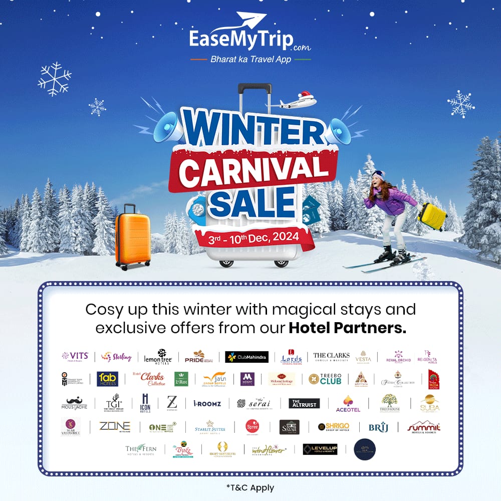 EaseMyTrip's tweet photo. Flights? Covered.
Hotels? Covered.
Rewards? Covered!
We have everything you need for a seamless getaway.
Book Now, Save BIG!
Use code CARNIVAL to unlock exclusive offers.
#airlinepartners #hotelpartners #brandpartners #travelsale #easemytrip #wintercarnival https://t.co/iTZRouiqH4