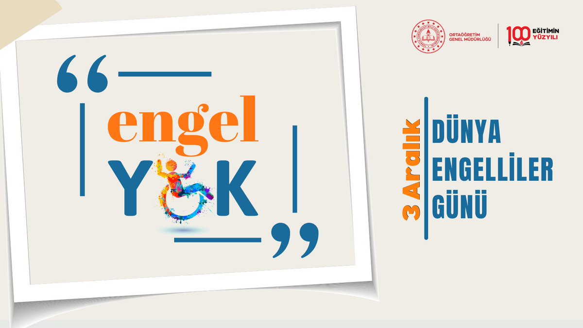Başta özel öğrencilerimiz olmak üzere engelleri aşan azim ve kararlılıkla hayatımıza ilham olan tüm özel bireyleri sevgi ve saygıyla selamlıyoruz. Engelleri eğitimle aşmak ve daha erişilebilir bir dünya için hep birlikte çalışmaya devam edeceğiz.

#3AralıkDünyaEngellilerGünü