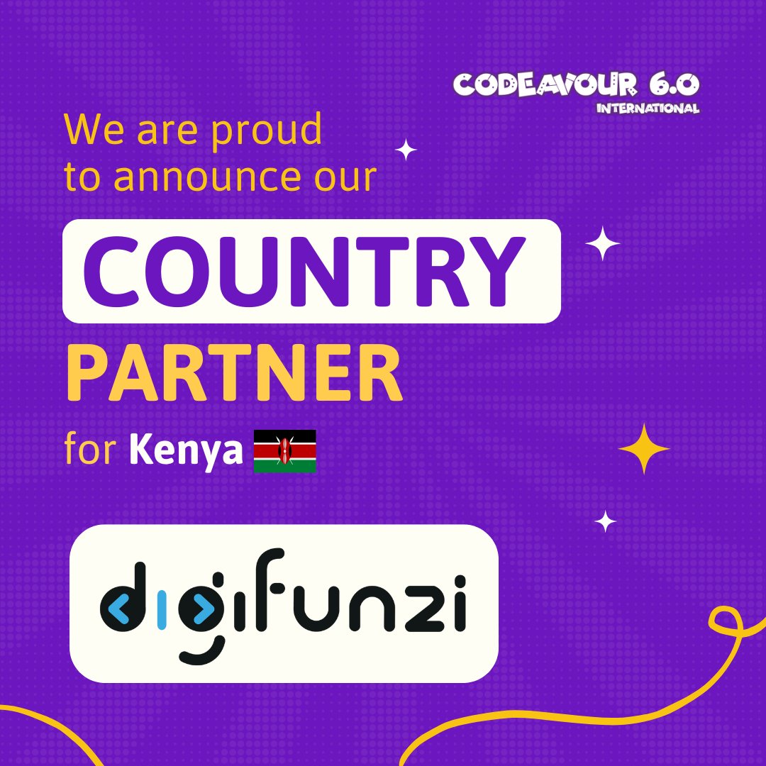 We’re thrilled to introduce Digifunzi as our Country Partner for Codeavour 6.0 International in Kenya!
Together, we’re shaping the future of young innovators in Kenya and beyond. Fill out this form to collaborate: codeavour.org/#collaboration 

#CodeavourInternational #CountryPartner