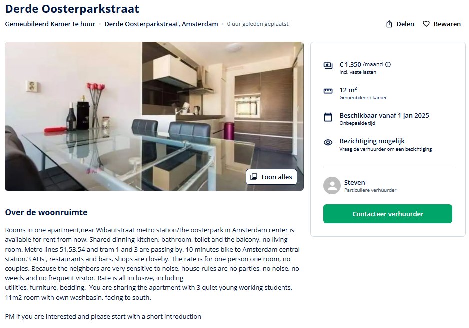 Kamer, 11m², huurprijs € 1.350 pm. Drie andere kamers worden ook verhuurd, er is geen woonkamer. Verhuurder heeft afgelopen jaar 194 kamers verhuurd, dus professioneel verhuurder: mag je deze verhuurder een huisjesmelker noemen?

kamernet.nl/huren/kamer-am…