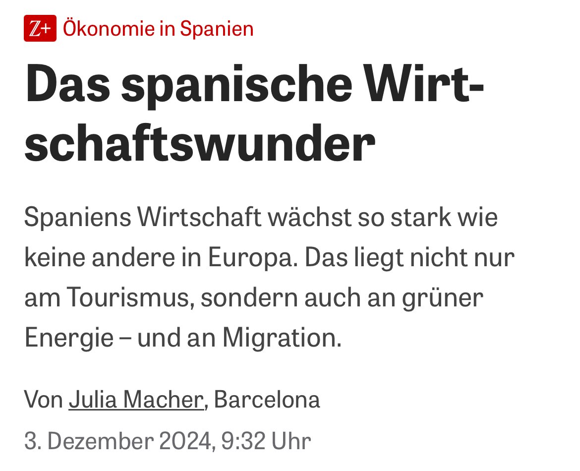 #Grüne Energie und #Migration - Wachstumsmotoren für Spanien ☀️
Spanien profitiert massiv von Einwanderung und dem Ausbau der Erneuerbaren Energien.
Die Hetzer #Merz und #Spahn sollten das mal lesen.