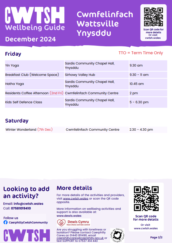 Cwtsh Wellbeing Guide, Dec 24 - Cwmfelinfach, Wattsville and Ynysddu