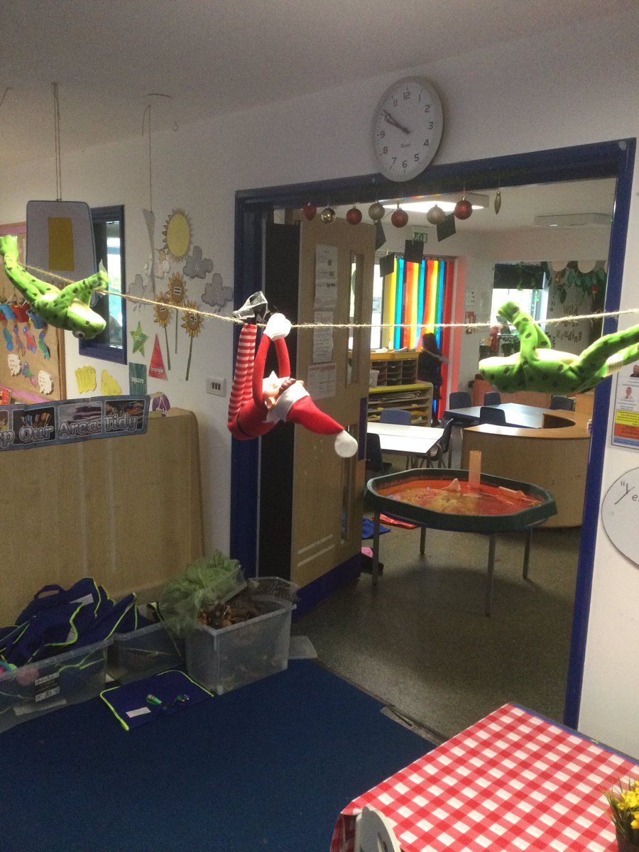 Uh oh! Our very cheeky elf was having a lovely time with Our frogs!