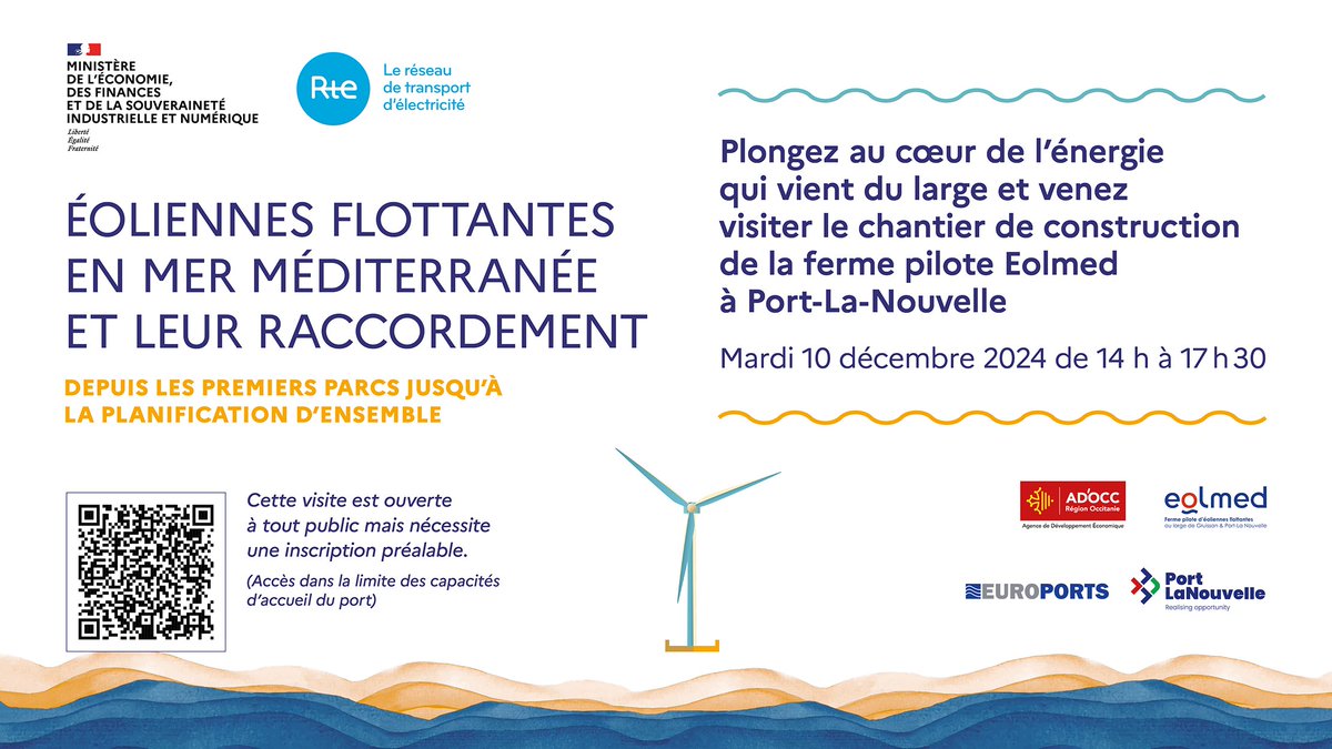 Éoliennes en mer Méditerranée et leur raccordement tweet media