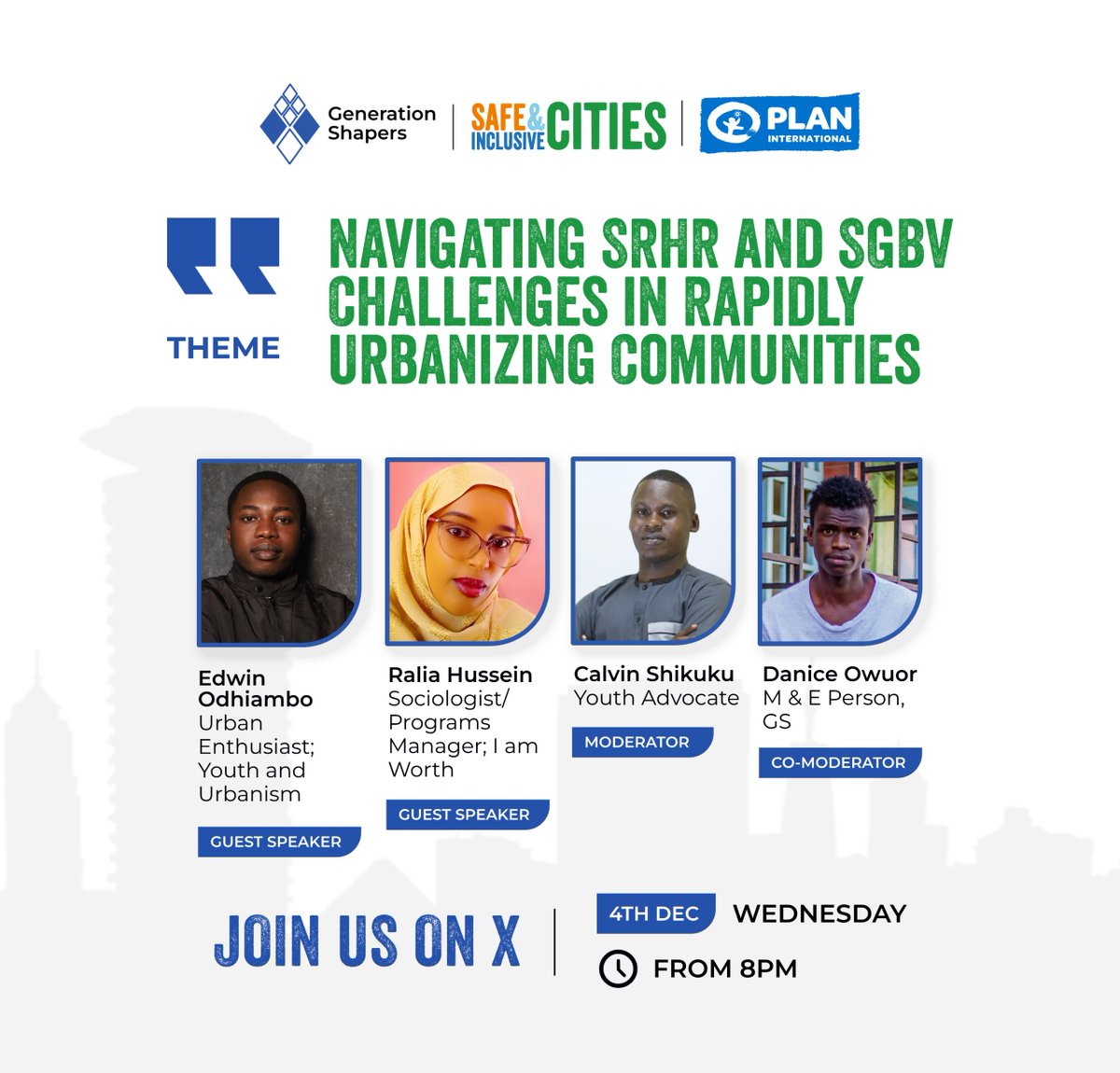 Looking forward to this💪, tomorrow I will be engaging in a discussion on "Navigating #SRHR and #SGBV Challenges in Rapidly Urbanizing Communities!"