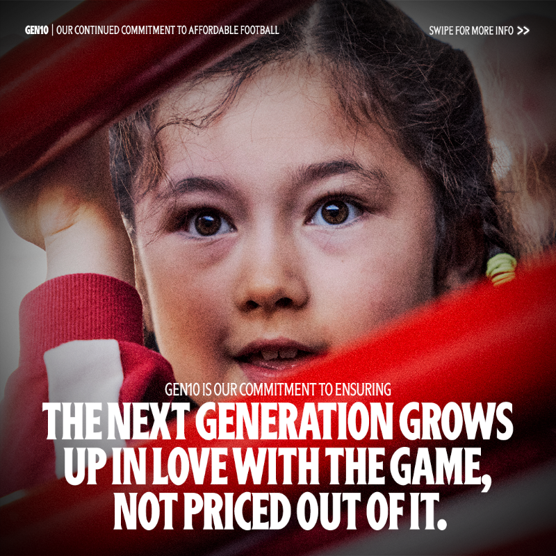 BrentfordFC's tweet photo. Introducing 𝗚𝗲𝗻𝟭𝟬, our new initiative to keep football affordable for the next generation 🤝
 
For the rest of this season, travelling junior Bees fans, and U18's visiting the Gtech, will pay no more than £10 to watch Brentford in the @premierleague
 
#BrentfordFC 🔴