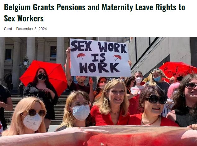 infomme's tweet image. Belgium is the first country to allow sex workers formal employment contracts, granting them access to pensions, sick leave, and maternity pay. A groundbreaking step for workers' rights! 👏🇧🇪 
centliv.com/2024/12/03/bel…

#SexWorkerRights #Belgium #LaborProtection #MaternityLeave