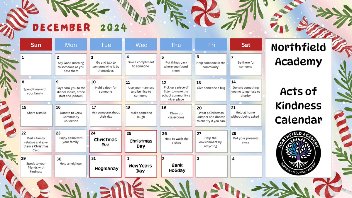 During Community Meeting last Friday, S1 and S2 pupils had to answer the following question: 'How can we make the community a kinder place?' 

Each Crew had to produce two 'exit tickets' which went towards creating our Kindness Calendar for the month of December.