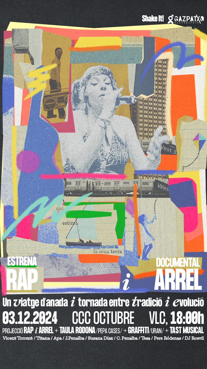 Esta vesprada es presenta el documental 'Rap i arrel' idea original de <a href="/TesaAltesa/">👑 TESA 👑</a> ✨
Vos esperem al CCC Octubre a les 18:30h.