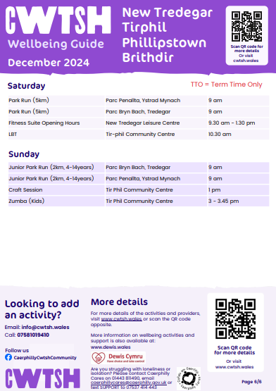 Cwtsh Wellbeing Guide, Dec 24 - New Tredegar, Tirphil, Phillipstown and Brithdir - Part 2