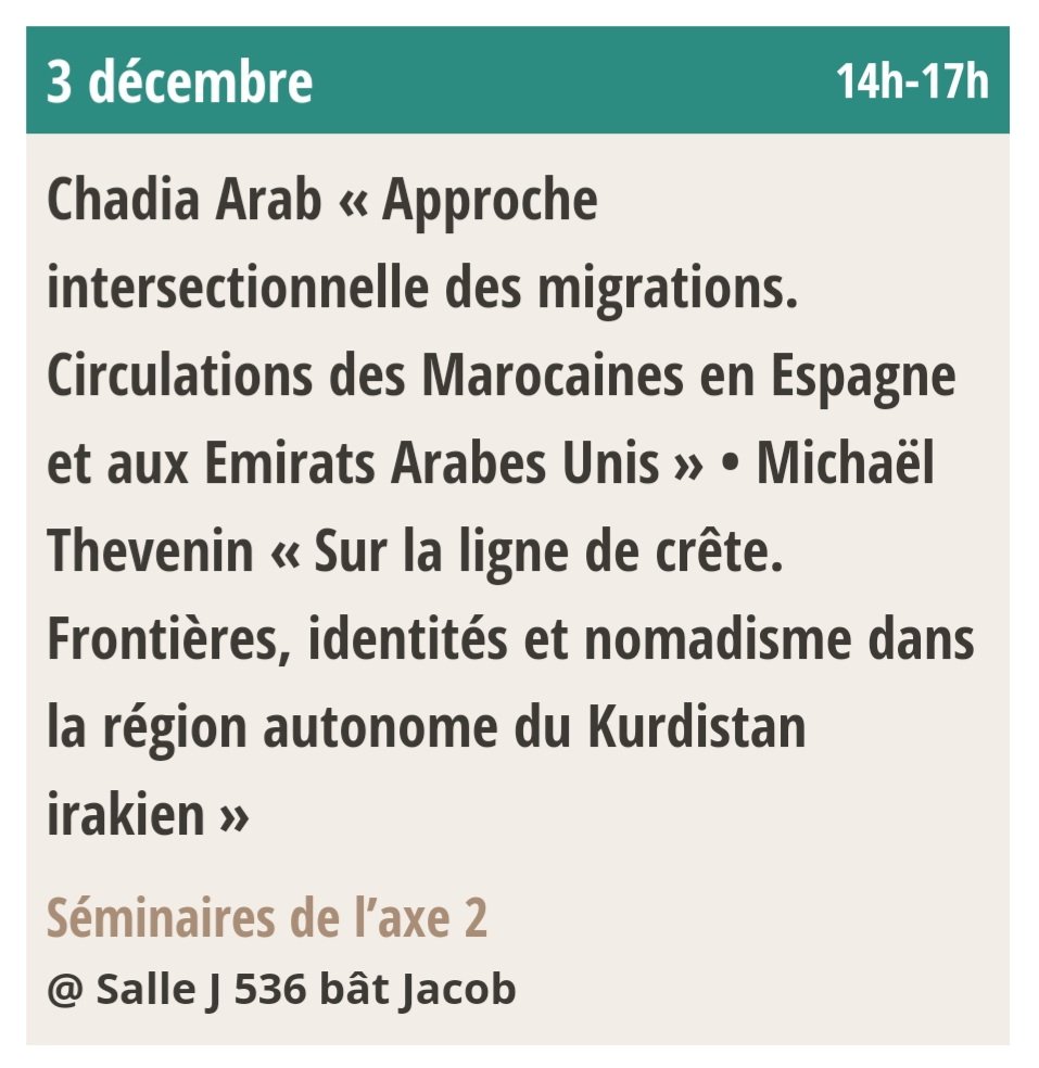 C'est aujourdhui à Paris au <a href="/CepedDirection/">Ceped</a> Centre Populations Développement,  je présenterai mes travaux au côté de Michael Thevenin. Merci au responsables l'axe 2 "Migrations, pouvoirs et actions collectives " du Ceped pour ce regard croisé