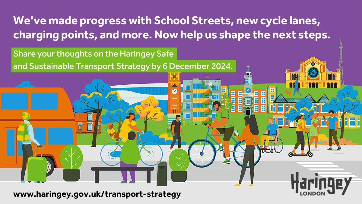 🌍 The Safe and Sustainable Transport Strategy consultation has been extended to Friday, 6 December!

Share your ideas on how we can create safer streets, tackle air pollution, and improve connections across #Haringey.

🗣️ Have your say: bit.ly/3NXW0yo