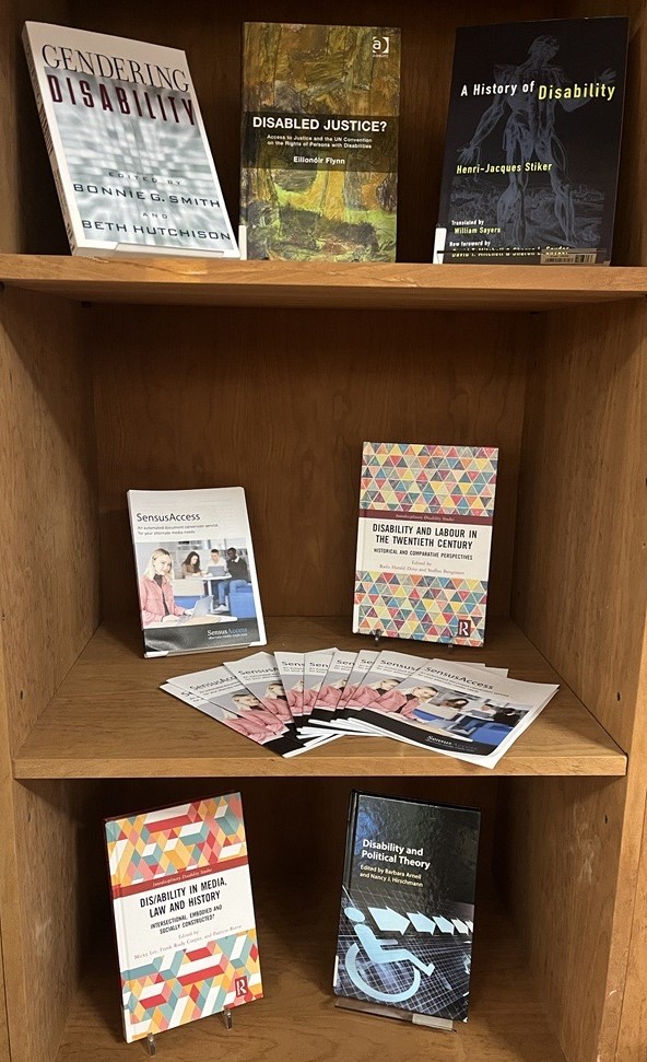 EUILib's tweet image. The book display at the Library features items related to International Day of People with Disabilities. Borrow & learn about SensusAccess, a tool that converts docs into alternate formats e.g. audiobooks & digital Braille. It also converts PDFs. Try it👉 loom.ly/31hzixQ