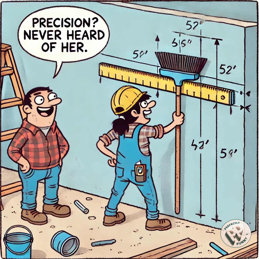 perfectlypunny's tweet image. Measure Twice, Sweep Once!

Precision? Optional. Creativity? Unlimited. 😂📏 #CloseEnough #DIYFails

#ConstructionHumor #WorksiteFails #MeasuringGoneWrong #CreativeSolutions #BuildingLaughs 

#PerfectlyPunny #Funny #Comics #Humor #Comedy #Jokes