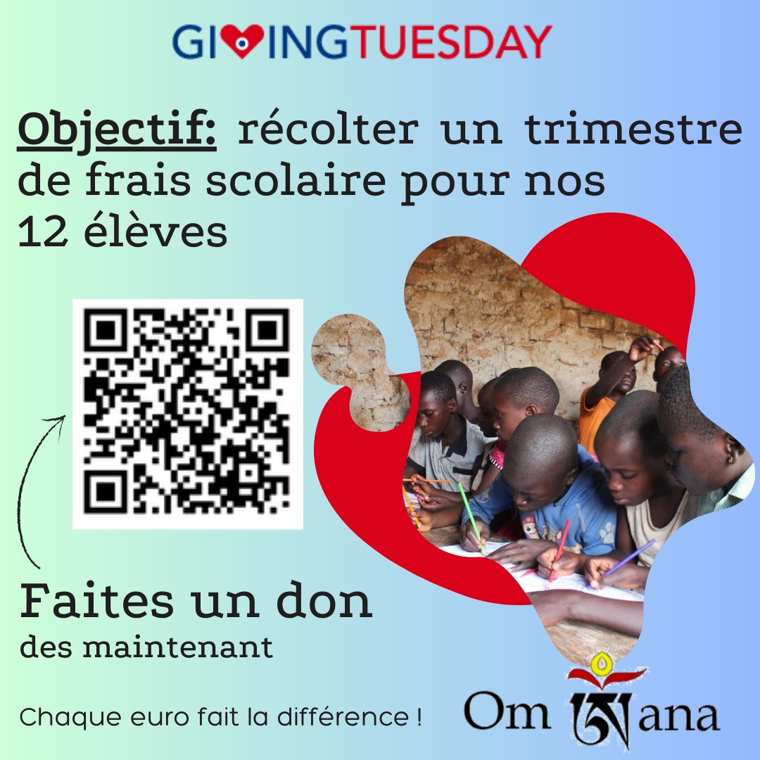 OmWana (@omwana_charity) on Twitter photo #GivingTuesday est là, et chaque geste compte !
Aujourd'hui, notre objectif est de récolter 835€ pour couvrir un trimestre de frais scolaires pour nos 12 élèves.
🫸❤️🫷 Chaque euro fait la différence.
Faites un don dès maintenant: helloasso.com/associations/o…
<a href="/GivingTuesdayFr/">GivingTuesdayFrance</a> #GivingTuesday est là, et chaque geste compte !
Aujourd'hui, notre objectif est de récolter 835€ pour couvrir un trimestre de frais scolaires pour nos 12 élèves.
🫸❤️🫷 Chaque euro fait la différence.
Faites un don dès maintenant: helloasso.com/associations/o…
<a href="/GivingTuesdayFr/">GivingTuesdayFrance</a>