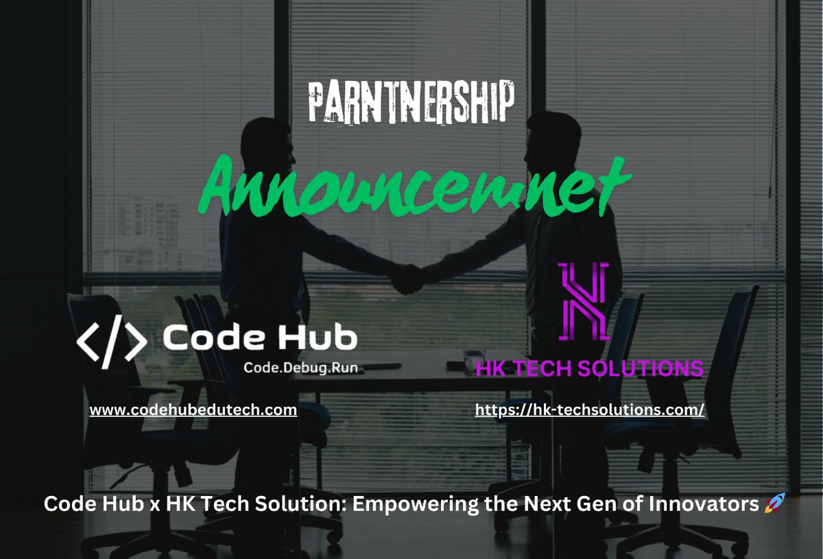 riya_paul9999's tweet photo. 🚀 Exciting News!

Codehub Edutech is now partnered with US-based HK Tech Solutions to revolutionize education with innovation and technology! 🌍
Stay tuned for the impact we’ll create together. 
https://t.co/FrCjzBLeKu
https://t.co/LVCMiUC17u
#Codehub #Partnership #EdTech https://t.co/7UaxDPbdgN