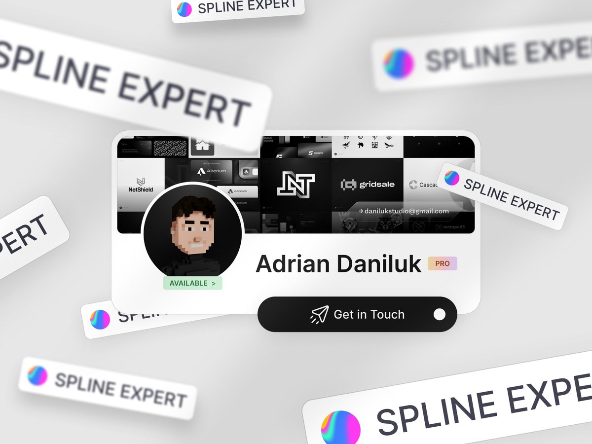 danilukstudio's tweet image. Excited to share that I’ve earned the @splinetool expert badge on @contra!
