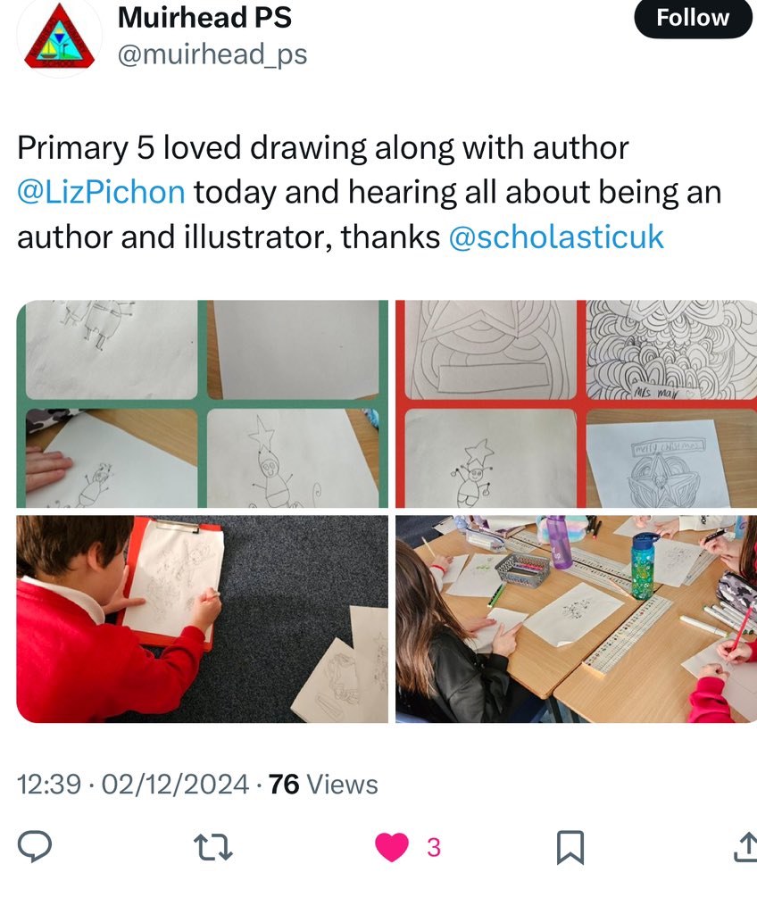 Thank you so much to all the schools who joined in with my LIVE CHRISTMAS doodling event yesterday. Here are some of their pictures. It’s on line still at Scholastic Live events if schools want to register and watch. #ChristmasDoodling #TomGates @scholastic