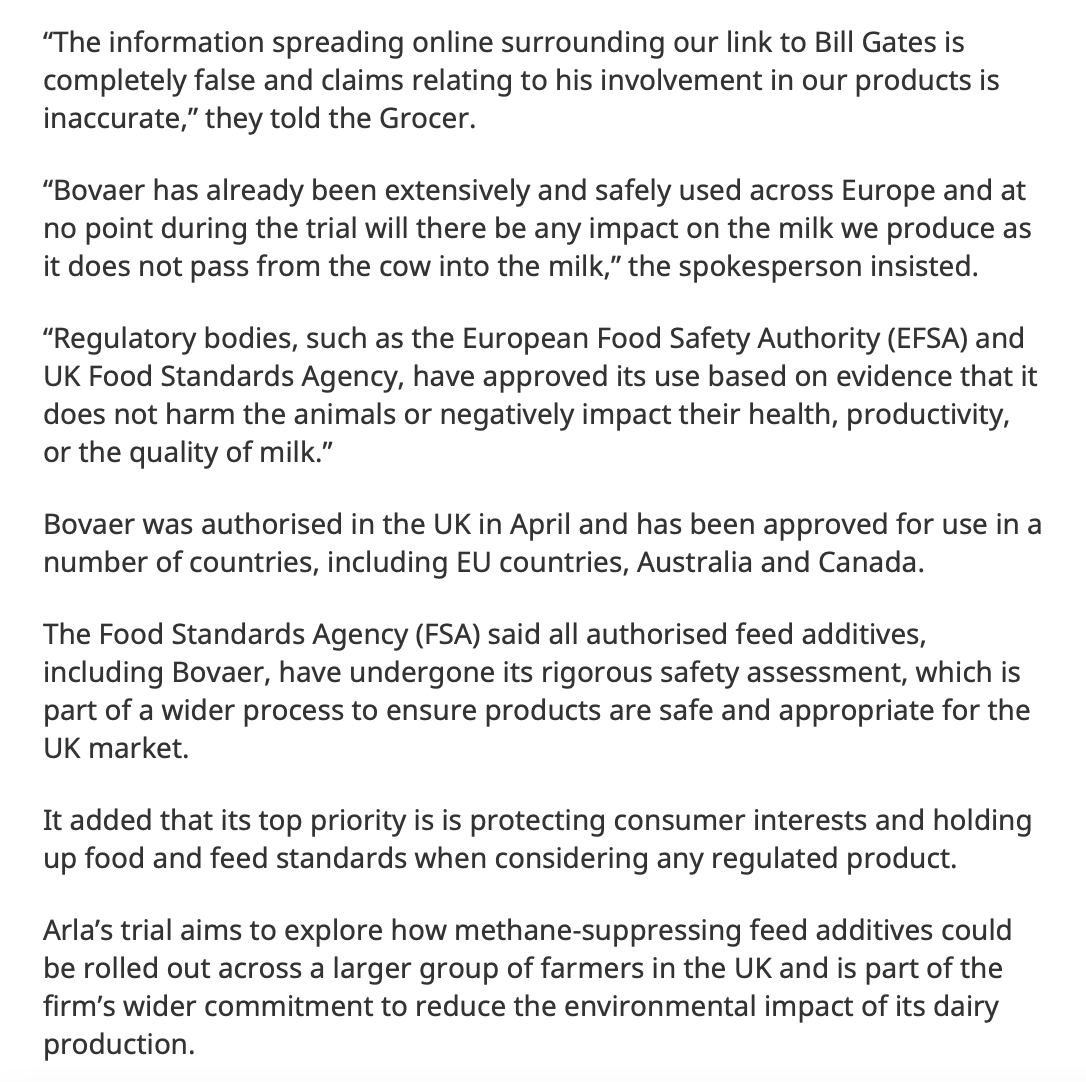 Bill Gates is NOT involved in producing Bovaer.
Makes you wonder what else the ‘People Power’ folk haven't bothered to research?
southwestfarmer.co.uk/news/24764533.…